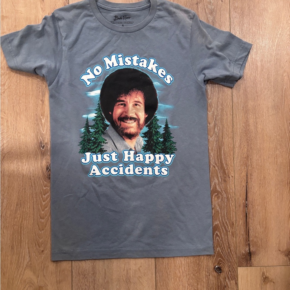 No Mistakes Just Happy Accidents Bob Ross Graphic Tee - XS/S NWOT